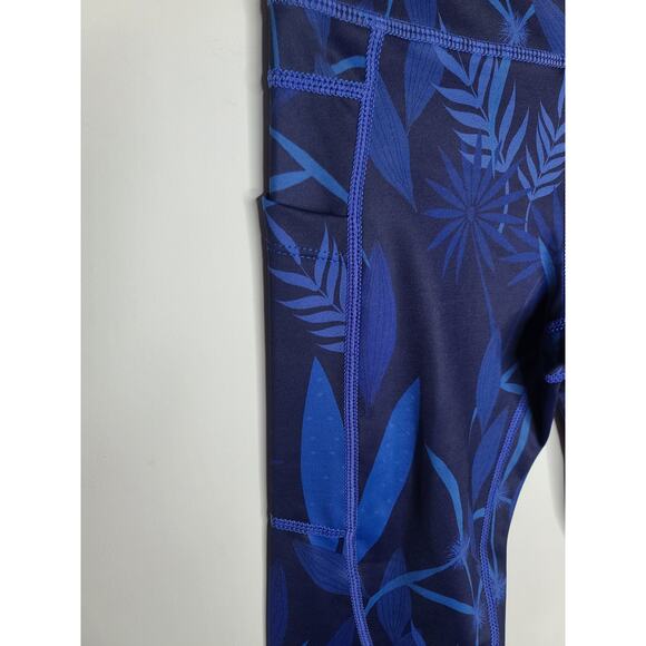 Zyia blue floral capri pants leggings with pockets - 0 - Picture 2 of 6